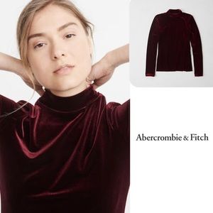 ABERCROMBIE & FITCH Mock Neck Velvet Top